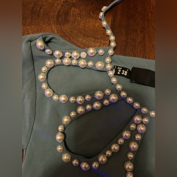 Blue Love moschino beaded blouse top size 2 - Picture 6 of 7